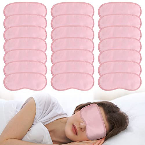 100 Pieces Pink Silk Sleep Eye Mask with Adjustable Elastic Strap R1345