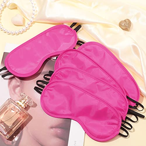 100 Pieces Pink Silk Sleep Eye Mask with Adjustable Elastic Strap R1345