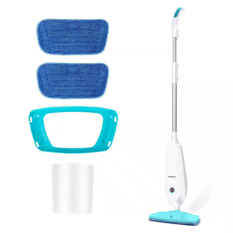 1100-Watt Electric Steam Mop with Water Tank White and Green P43123