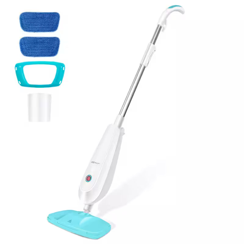 1100-Watt Electric Steam Mop with Water Tank White and Green P43123