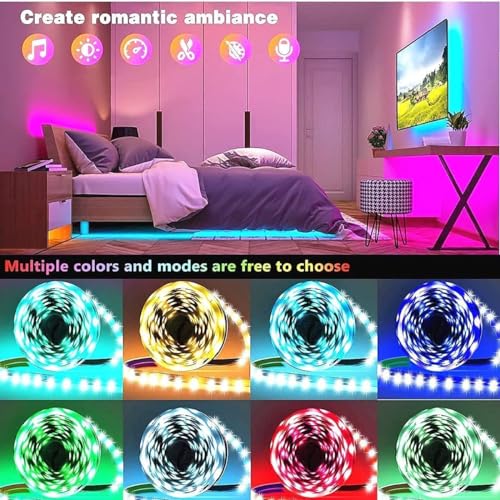 100ft Music Sync Color Changing LED Strip Lights with Remote and App Control A5256