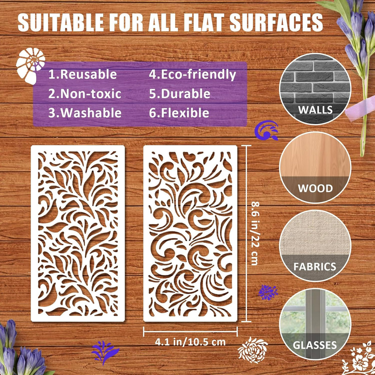 12 Pieces Reusable Flower Stencils C229577