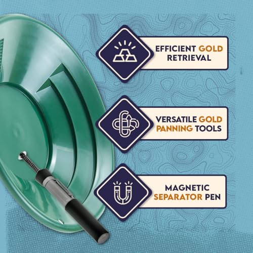 11-Piece Gold Panning Kit with Pans, Sieves, Tweezers, Glass Bottles, Sand Magnet L69047