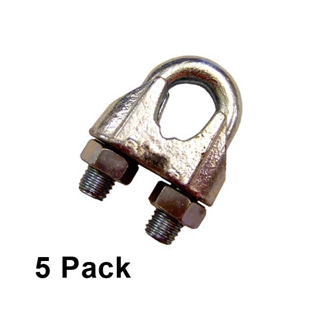 1-1/8x22 Zinc Plated Malleable Wire Rope Clip 5 Pack Y85079