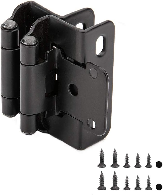 1/2 Overlay Semi Partial Wrap Self Closing Cabinet Hinges, 25 Pair - 50 Pcs, Satin Nickel R4452