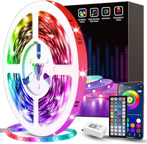 100ft Music Sync Color Changing LED Strip Lights with Remote and App Control A5256