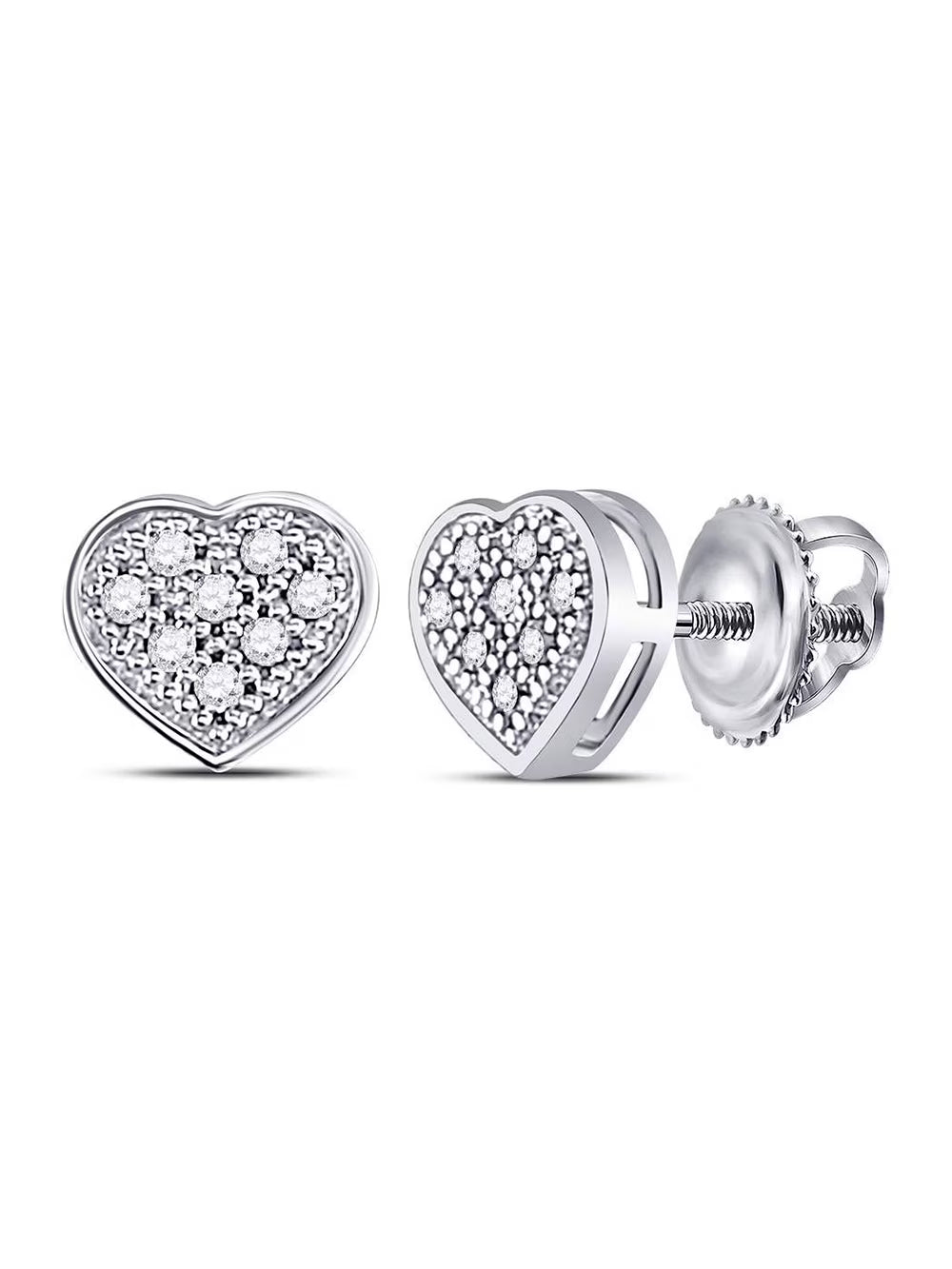 10kt White Gold Diamond Heart Cluster Earrings 1/20 Cttw Q552949